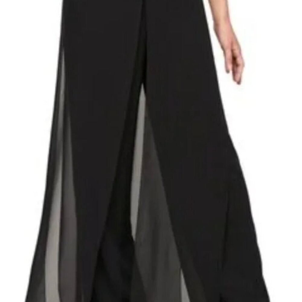 Cachet Layered Sheer Wide Leg Palazzo Pants Sz 14